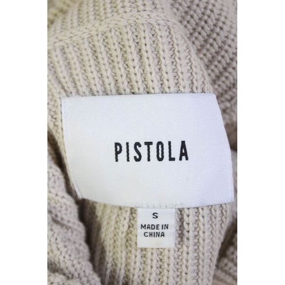 Pistola Womens Long Sleeve Distressed Trim Cowl Neck Sweater Beige Size Small - Picture 5 of 5